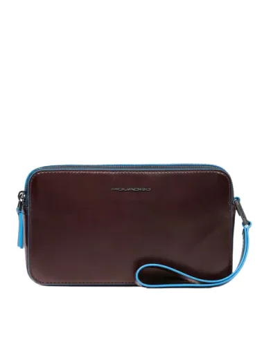 Piquadro leather pouch with two...