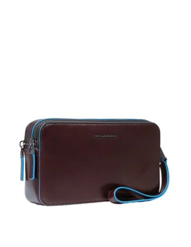 Piquadro leather pouch with two...