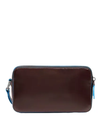 Piquadro leather pouch with two compartments dark Brown