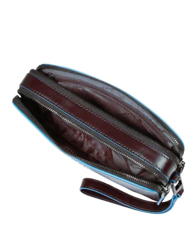 Piquadro leather pouch with two...