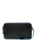 Piquadro leather pouch with two compartments black