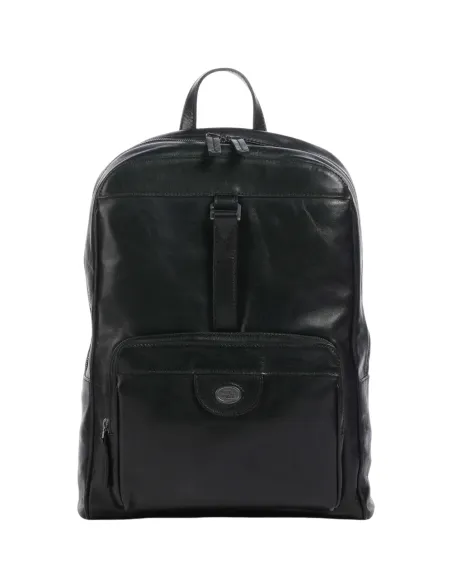 Leder-Laptop-Rucksack The Bridge Fabio, schwarz