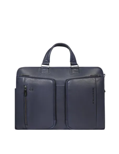 Cartella in pelle due manici porta pc da 15,6 Piquadro Cronus, blu