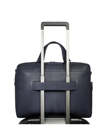 Piquadro Cronus two-handles leather briefcase with one compartment Piquadro Cronus, blue