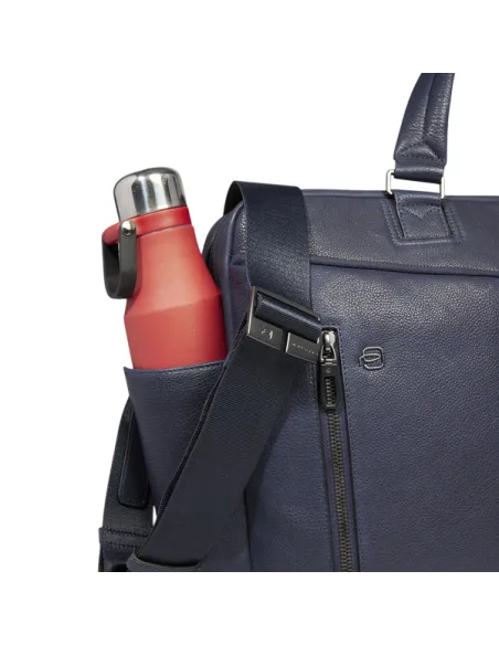 Piquadro Cronus two-handles leather briefcase with one compartment Piquadro Cronus, blue
