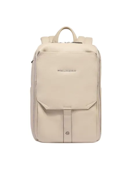 Zaino porta pc da 14 in pelle Piquadro Than, beige