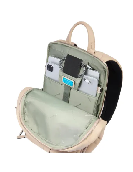 Zaino porta pc da 14 in pelle Piquadro Than, beige