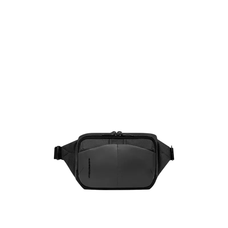 Piquadro PQ-Earth fabric and vegan leather bumbag, black
