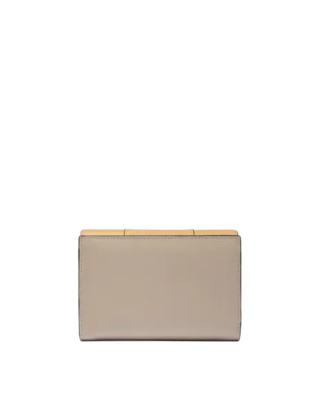 Piquadro Circle Small size, women's trifold wallet in leather, yellow-beige