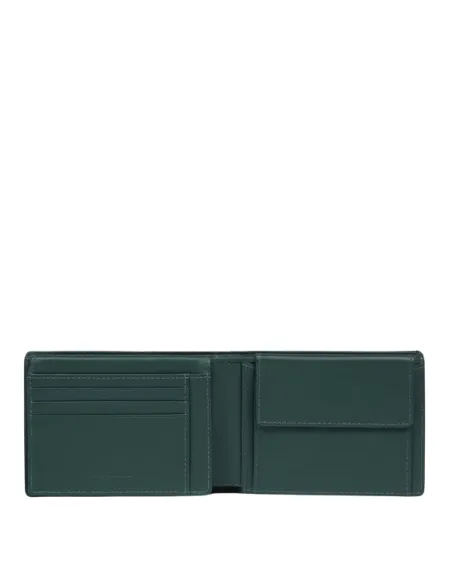 Portafogli uomo completo in tessuto e pelle vegana Piquadro, verde