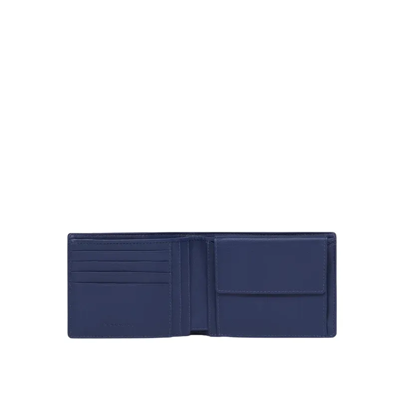 Piquadro PQ-Earth men's wallet with coin purse, blue