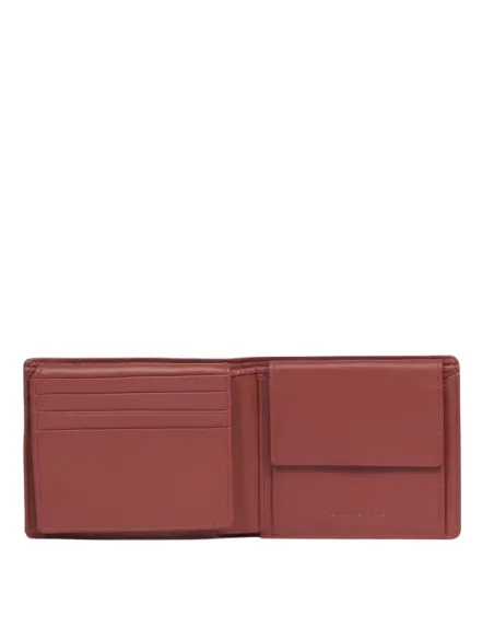 Piquadro Earth kompakte Herrengeldbörse mit Münzfach und Dokumentenfenster, orange