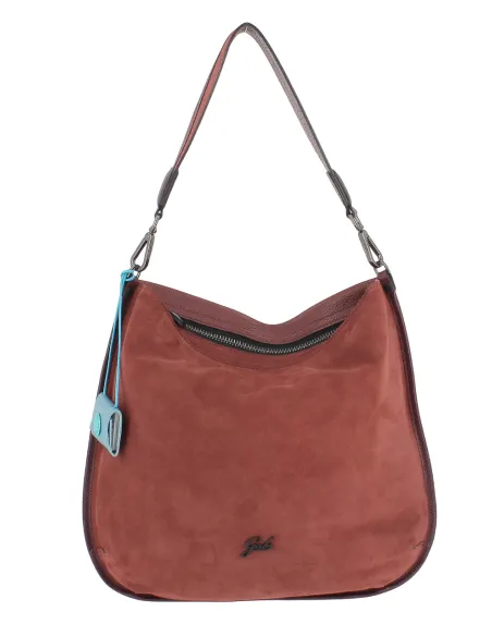 Gabs Lella TG M Umhängetasche aus Wildleder und Leder, terrakottafarben