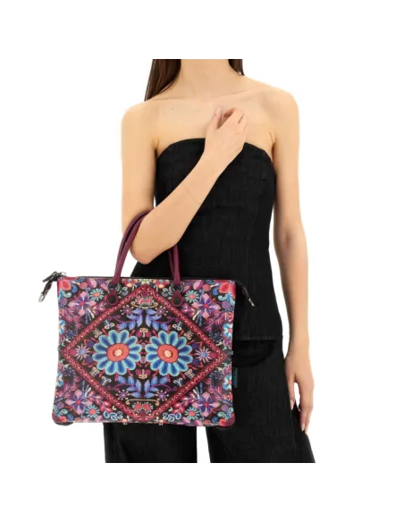 Damentasche Gabs G3 Plus mittlere Größe, fuchsia Blumenstickerei