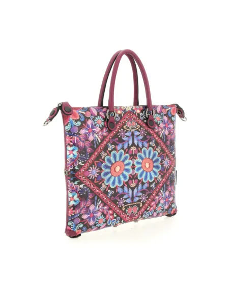 Gabs G3 Plus medium-sized women's bag, fuchsia flower embroidery