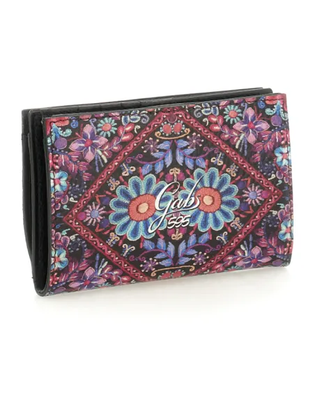 Gabs Gmoney14 women's wallet in printed leather, fuchsia flower embroidery