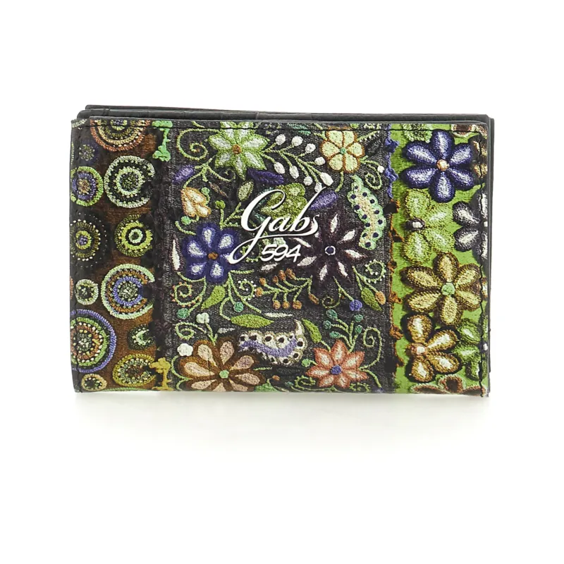 Portafogli donna Gmoney14 Gabs, ricamo fiore verde