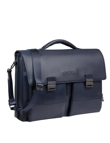 Piquadro Philip Leather Business Bag 15.6 Laptop, blue