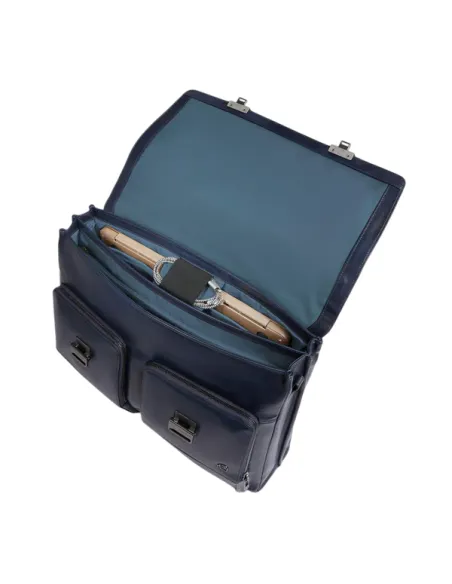 Piquadro Philip Leather Business Bag 15.6 Laptop, blue