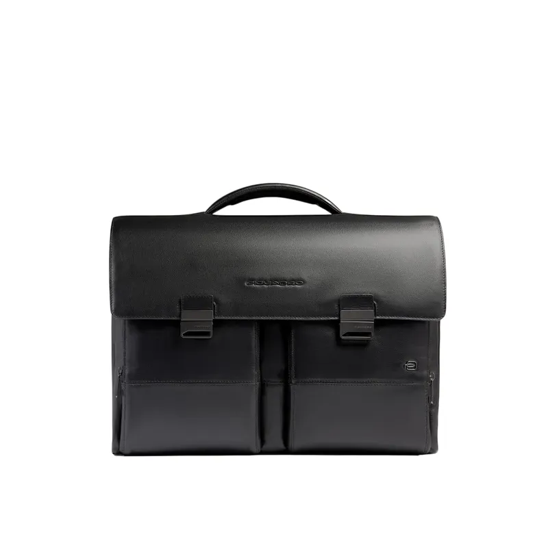 Piquadro Philip Businesstasche Leder 15,6 Laptop, schwarz