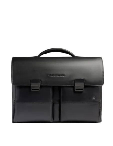 Piquadro Philip Businesstasche Leder 15,6 Laptop, schwarz