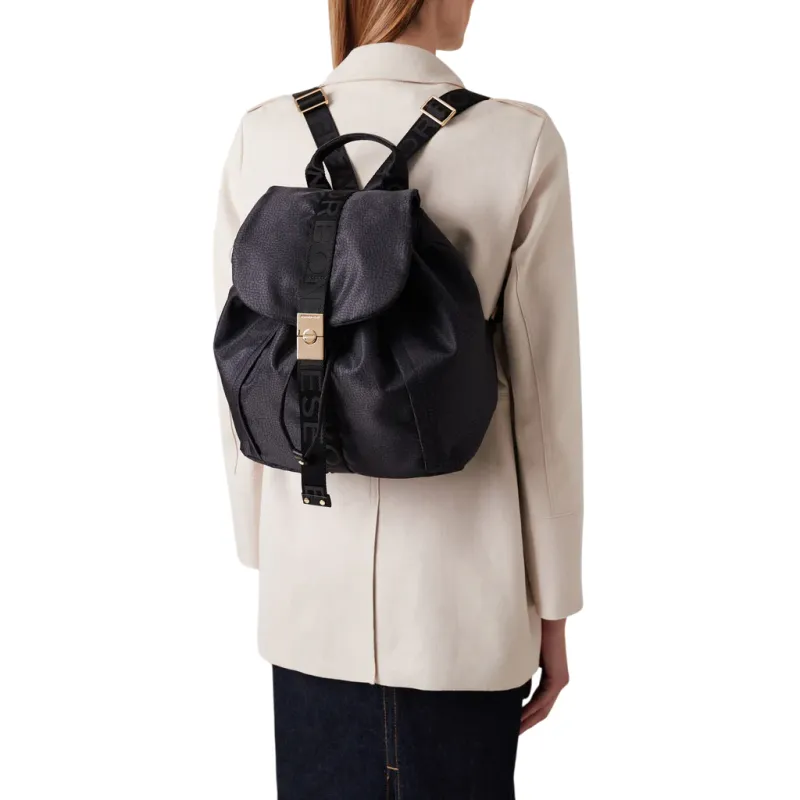 Borbonese Fold Rucksack Damen Recycelter Stoff & Leder,... 2