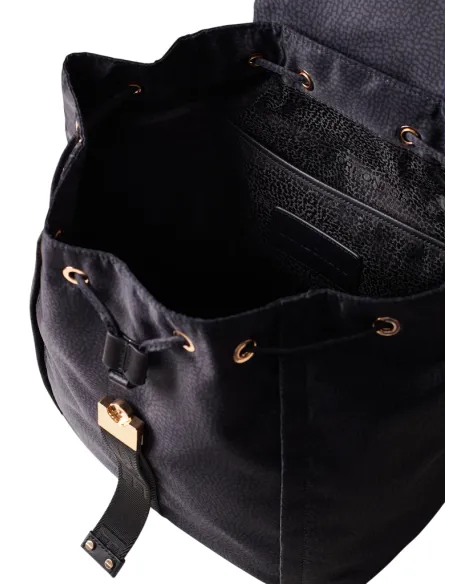 Borbonese Fold Medium Backpack in Recycled Fabric, black