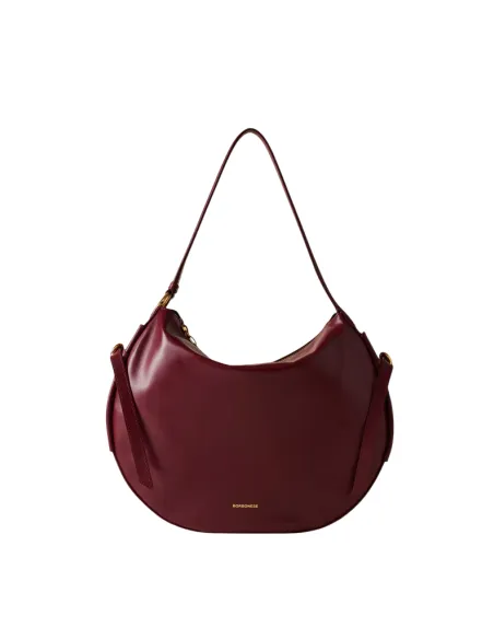 Borbonese Bridle Shoulder Bag in Nappa Leather & Suede, merlot