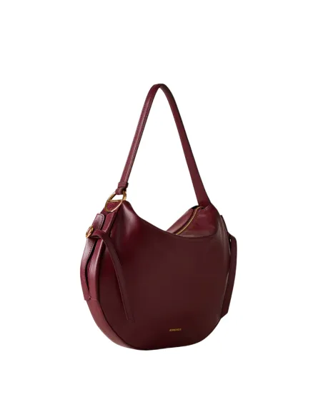 Borbonese Bridle Schultertasche Nappaleder & Wildleder, merlot