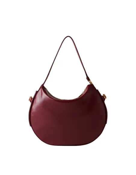 Borbonese Bridle Shoulder Bag in Nappa Leather & Suede, merlot