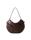 Borbonese Bridle Shoulder Bag in Nappa Leather & Suede, dark brown