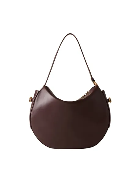 Borsa a spalla in vitello nappato Borbonese, castano