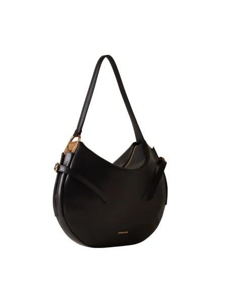 Borbonese Bridle Schultertasche Nappaleder & Wildleder, schwarz