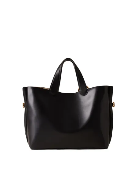 Borbonese Bridle Shopping Bag in Nappa Leather & Removable Pouch, black