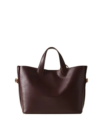 Borbonese Bridle Shopping Bag Nappaleder & Innentasche, dunkelbraun