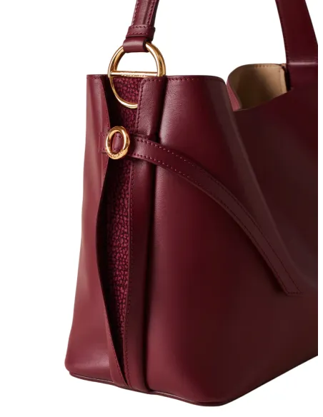 Borbonese Bridle Bucket Bag Nappaleder & Goldbeschläge, merlot