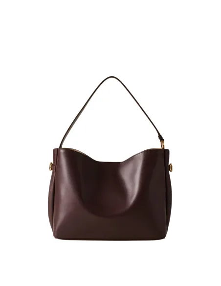 Borbonese Bridle Bucket Bag  Nappa Leather & Suede Details, dark brown