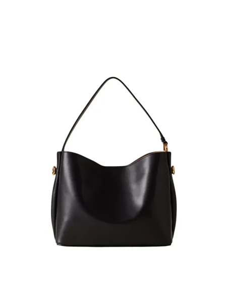 Borbonese Bridle Bucket Bag  Nappa Leather & Suede Details, black