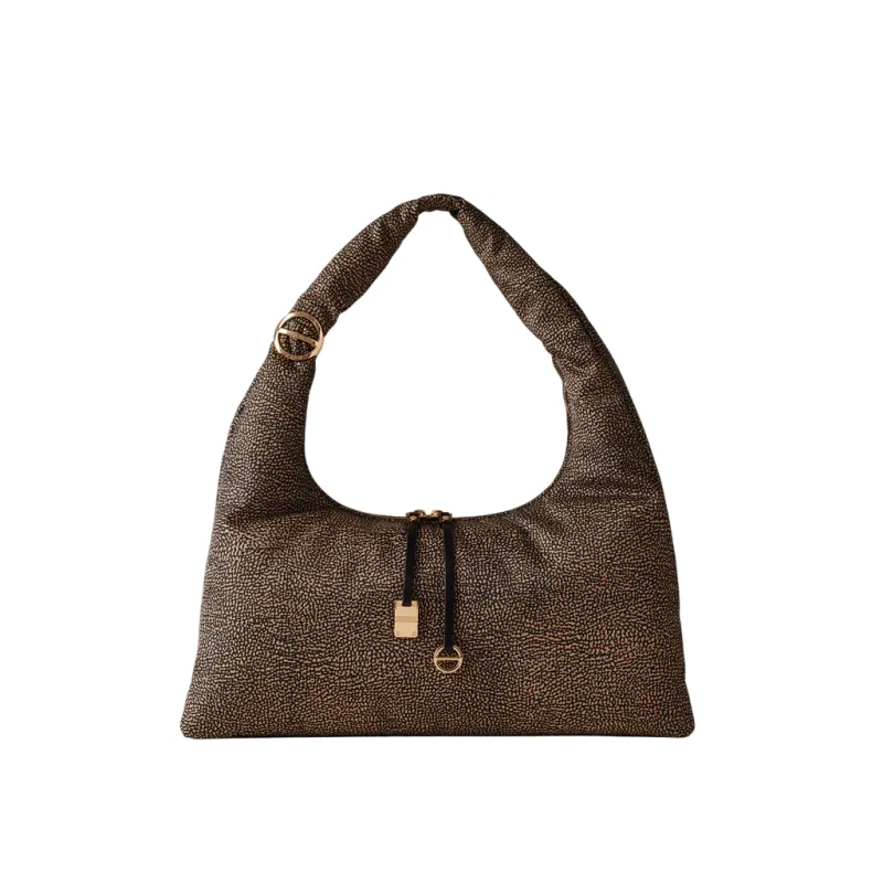 Borsa hobo L Twinnie Borbonese, op naturale-nero