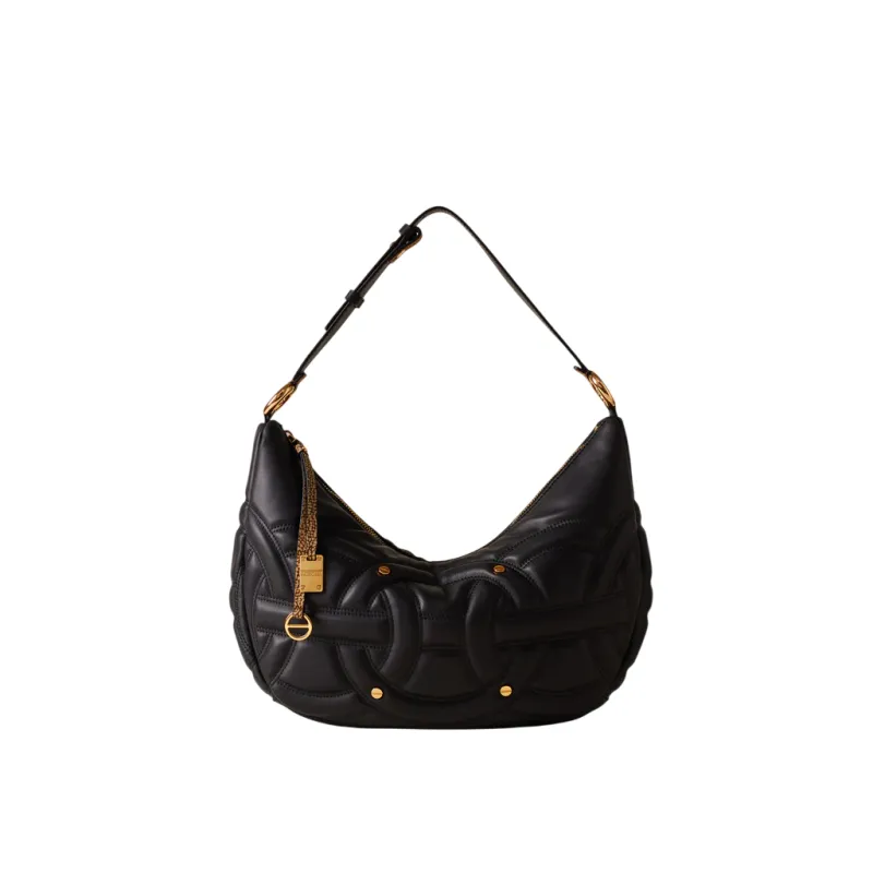 Borbonese Rondò Quilted Leather & OP Suede Shoulder Bag,...
