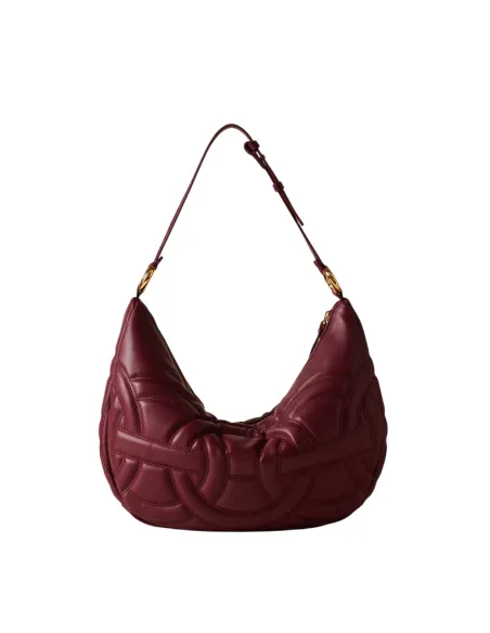 Borbonese Rondò Quilted Leather & OP Suede Shoulder Bag, merlot