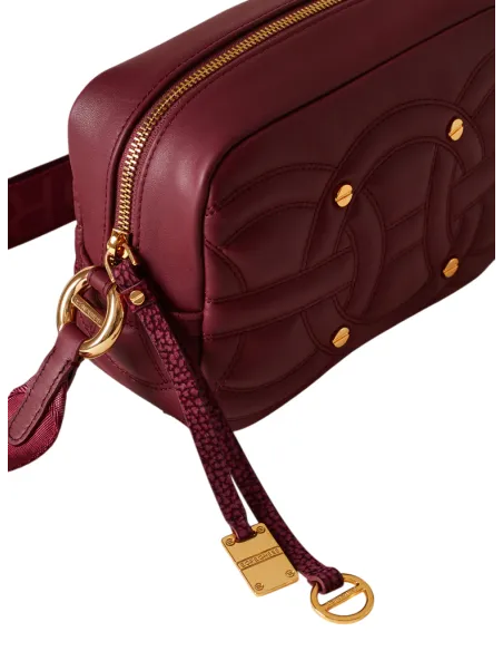 Borbonese Rondò Crossbody in Quilted Nappa Leather & Suede, merlot