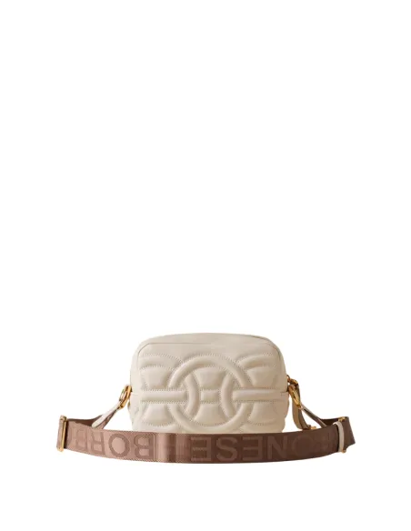 Borbonese Rondò Crossbody in Quilted Nappa Leather & Suede, cream