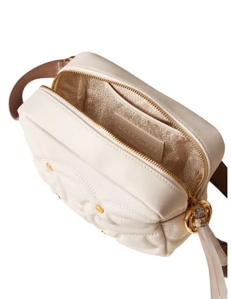 Borbonese Rondò Umhängetasche Nappaleder & OP-Wildleder, creme