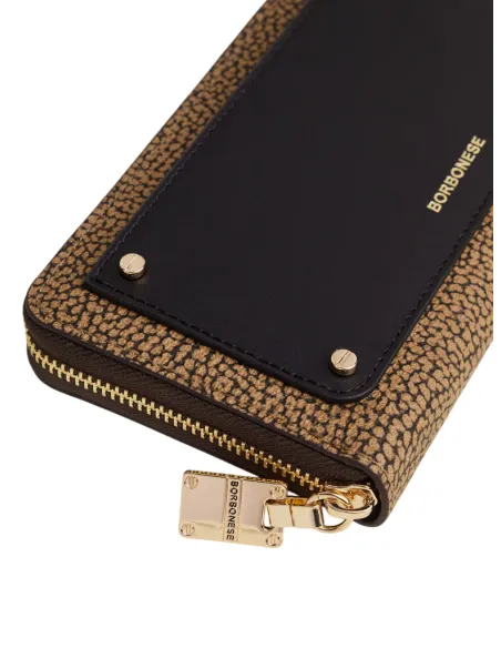 Borbonese Large Women's Wallet RFID Shield & OP Print, op natural-black