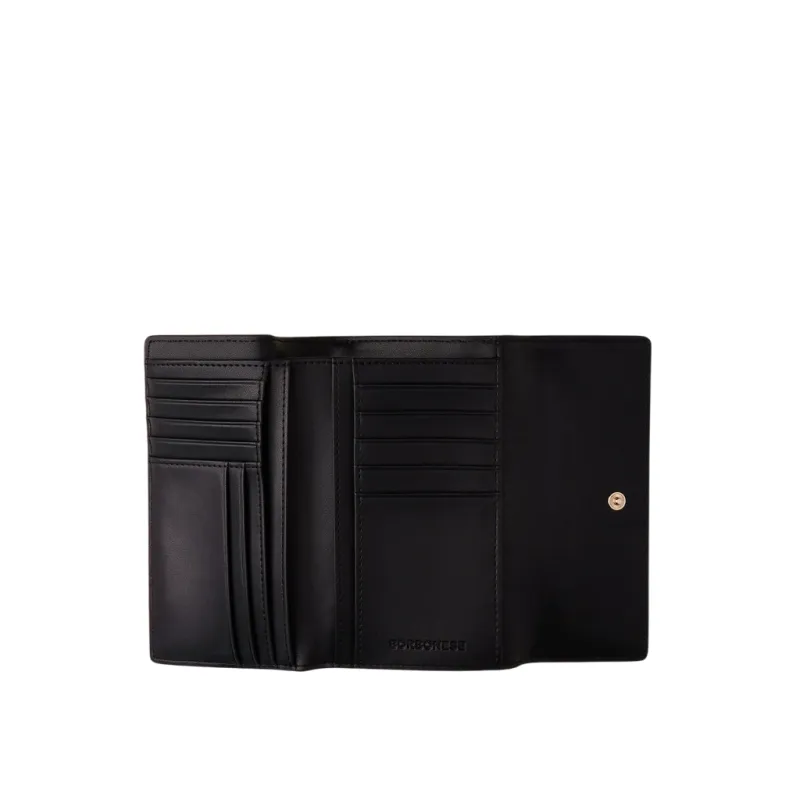 Portafogli donna medio con patta Borbonese, op naturale-nero 2