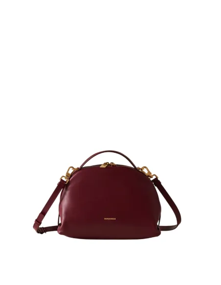 Borbonese Sexi Bag Small Nappaleder, zwei Griffe & Schulterriemen, merlot