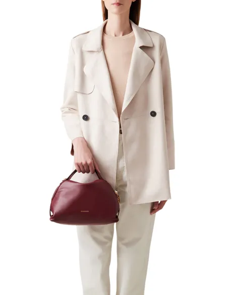 Borbonese Sexi Bag Small Nappa Leather, Dual Handles & Strap, merlot