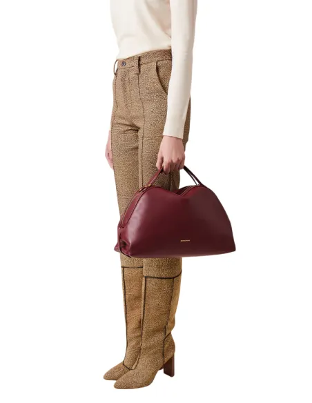 Borbonese Sexi Bag Medium Nappa Leather & Gold Hardware, merlot