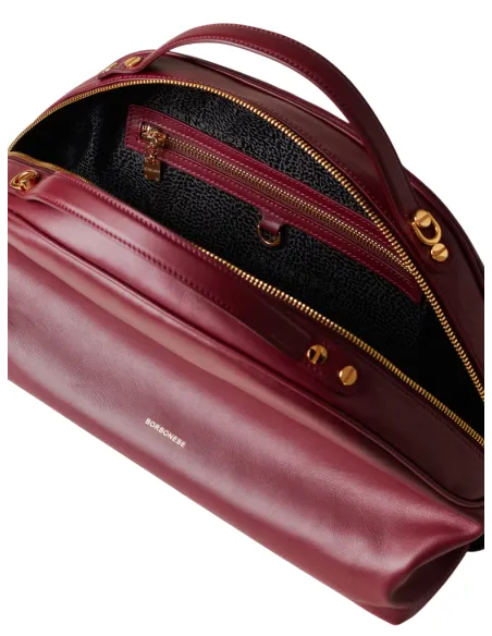 Borbonese Sexi Bag Medium Nappa Leather & Gold Hardware, merlot